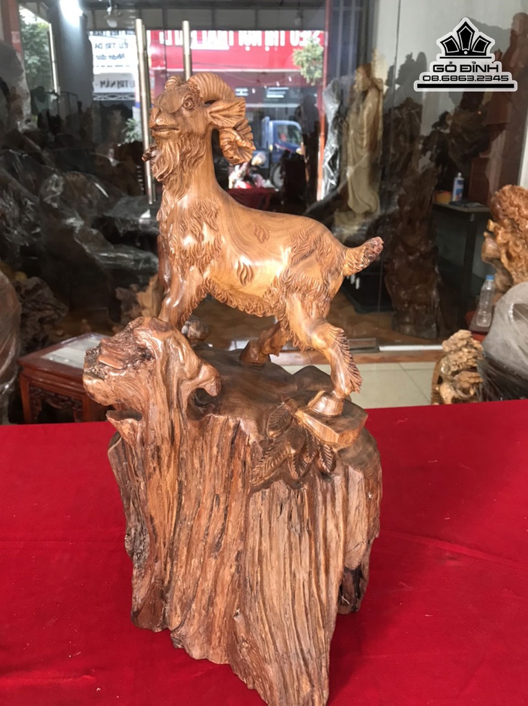 Tượng Dê Gỗ Bách Xanh Cao 48 ngang 25 Sâu 22 (cm) 2