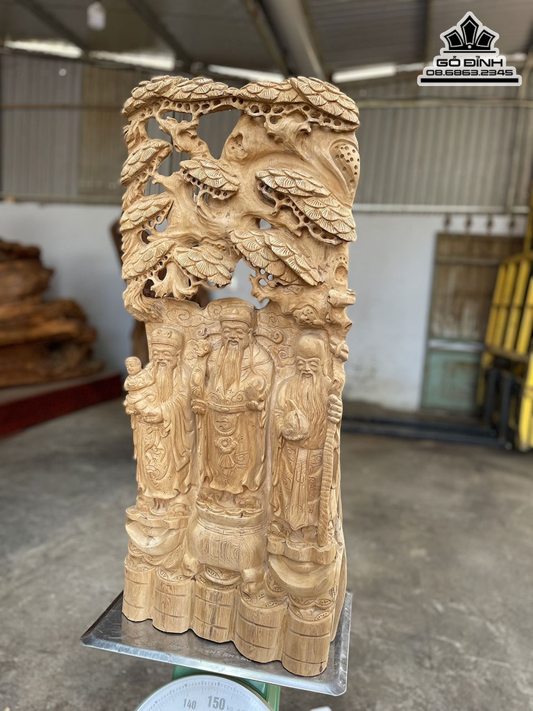 Tượng Phúc Lộc Thọ (Tam Đa) Gỗ Ngọc Am Cao 91 Ngang 42 Sâu 20 (cm) 0