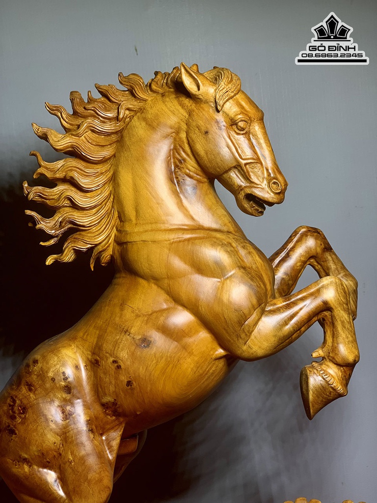 Tượng Ngựa Phong Thủy (Nhất Mã) Gỗ Ngọc Am Cao 55 Ngang 31 Sâu 14 (cm) 3