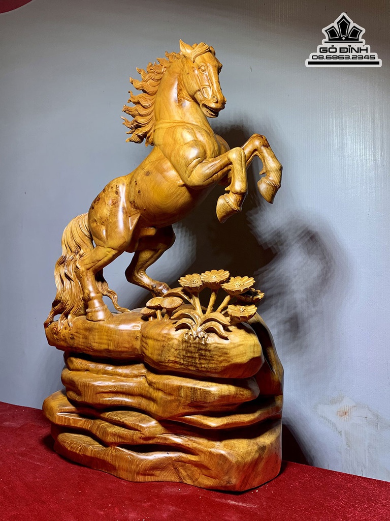 Tượng Ngựa Phong Thủy (Nhất Mã) Gỗ Ngọc Am Cao 55 Ngang 31 Sâu 14 (cm) 5