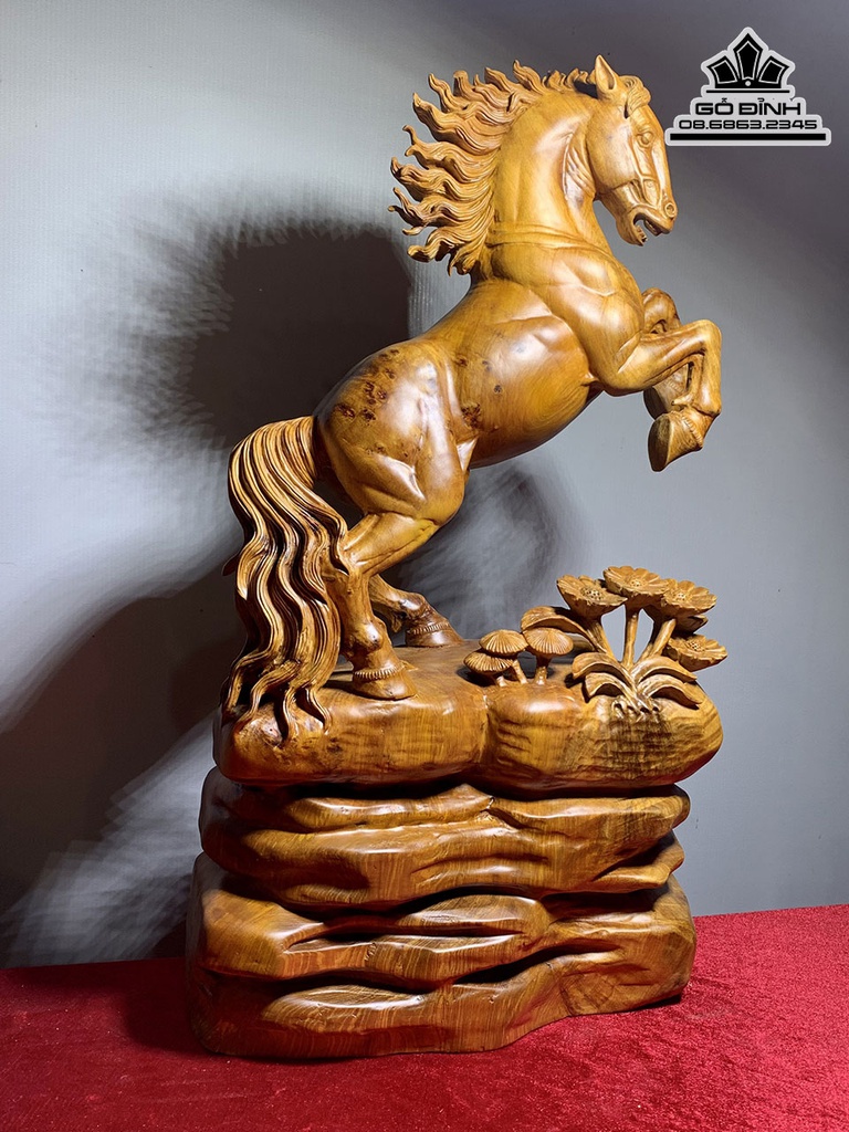 Tượng Ngựa Phong Thủy (Nhất Mã) Gỗ Ngọc Am Cao 55 Ngang 31 Sâu 14 (cm) 6