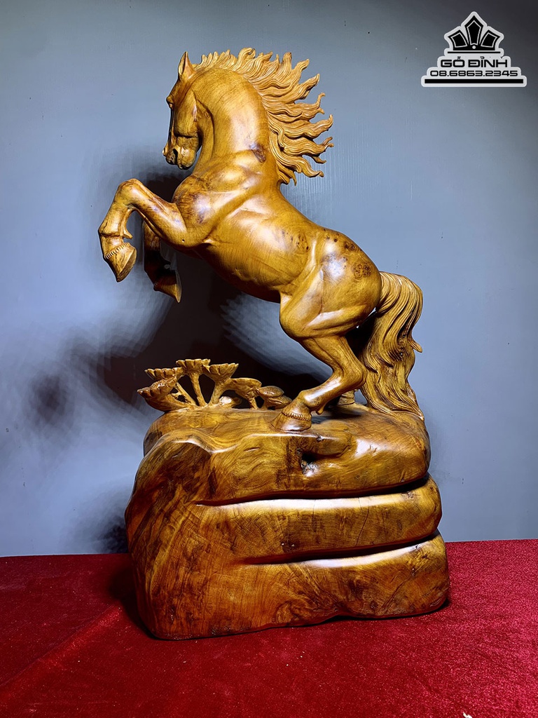 Tượng Ngựa Phong Thủy (Nhất Mã) Gỗ Ngọc Am Cao 55 Ngang 31 Sâu 14 (cm) 8
