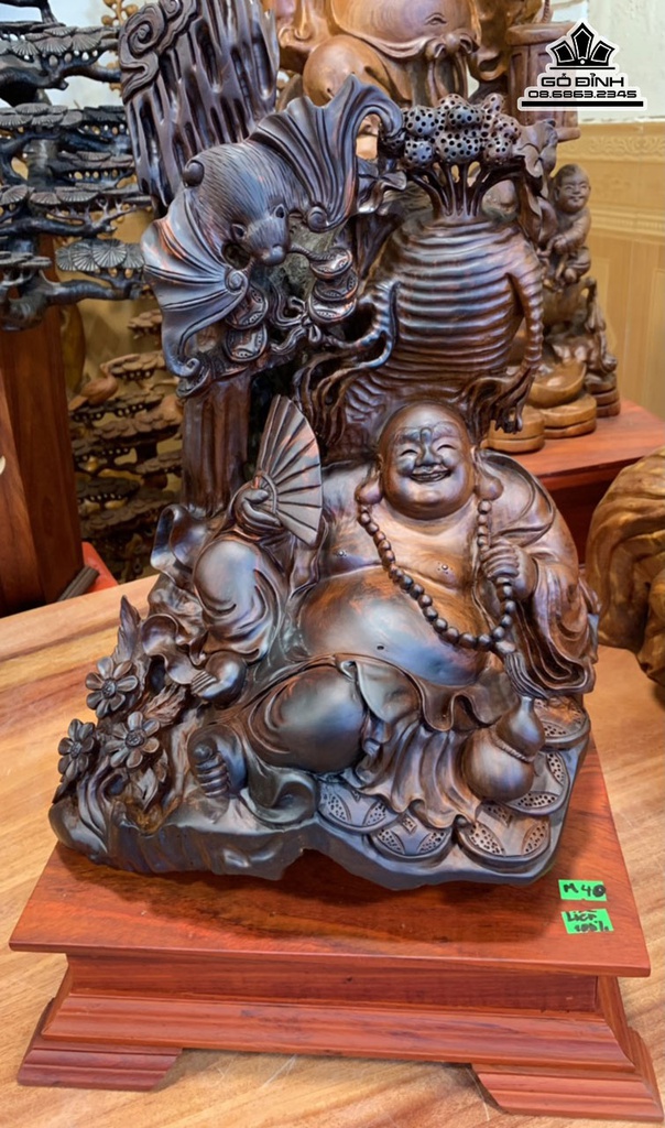 Tượng Phật Di Lặc Ngồi Nhân Sâm Gỗ Trắc Cao 40 Ngang 28 Sâu 24 (cm) 0