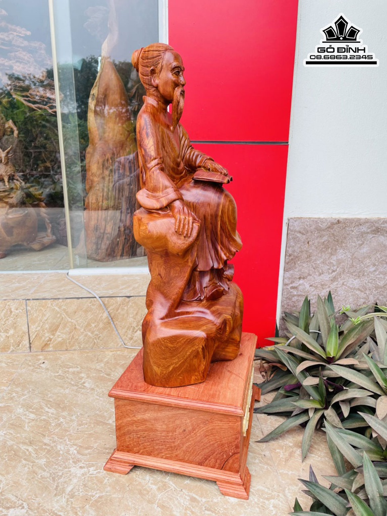 Tượng Chu Văn An Gỗ Hương Việt Cao 60 Ngang 24 Sâu 18 (cm) 1