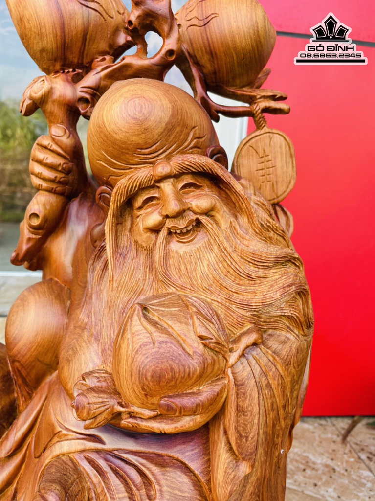 Tượng Ông Thọ Gỗ Hương Việt Cao 55 Ngang 28 Sâu 20 (cm) 0