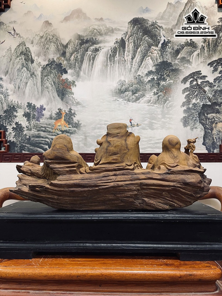 Tượng Phúc Lộc Thọ (Tam Đa) Gỗ Bách Xanh Cao 22 Ngang 50 Sâu 16 (cm) 0