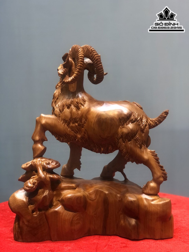 Tượng Dê Phong Thủy (Nhất Dương) Gỗ Ngọc Am Cao 45 Ngang 36 Sâu 18 (cm) 0