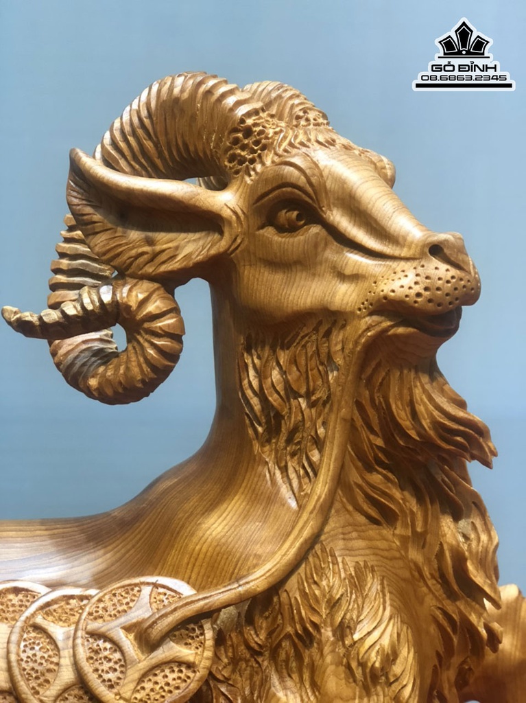 Tượng Dê Phong Thủy (Nhất Dương) Gỗ Ngọc Am Cao 45 Ngang 36 Sâu 18 (cm) 1