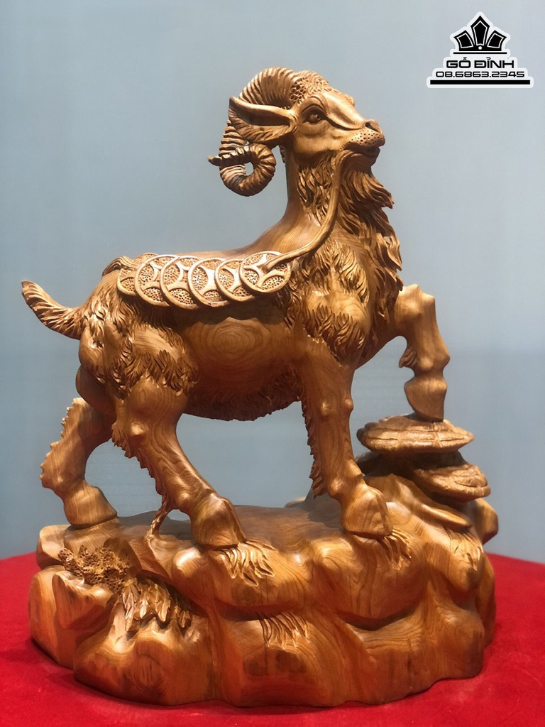 Tượng Dê Phong Thủy (Nhất Dương) Gỗ Ngọc Am Cao 45 Ngang 36 Sâu 18 (cm) 3