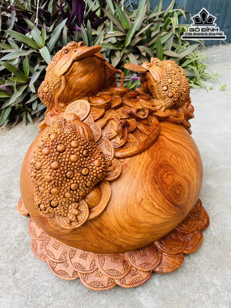Tượng Tam Cóc Thiềm Thừ Gỗ Hương Cao 38 Ngang 50 Sâu 48 (cm) 1