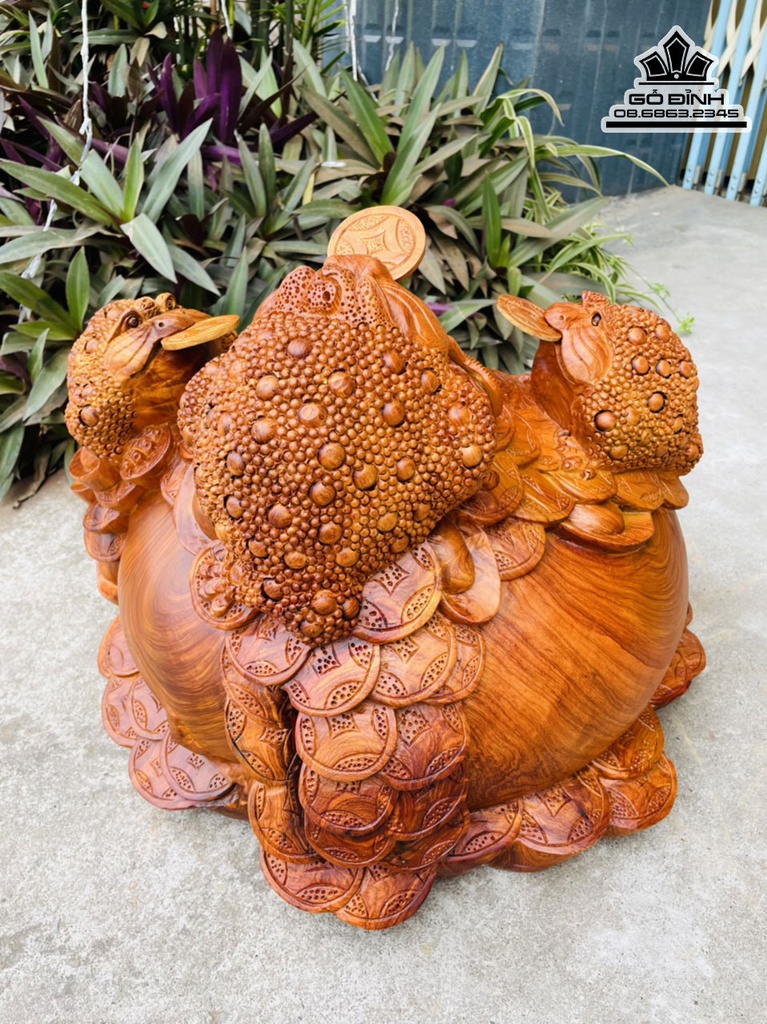 Tượng Tam Cóc Thiềm Thừ Gỗ Hương Cao 38 Ngang 50 Sâu 48 (cm) 2