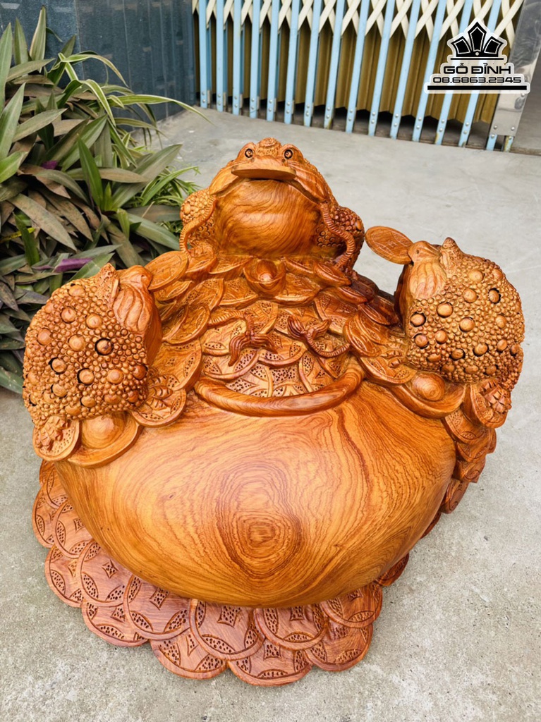 Tượng Tam Cóc Thiềm Thừ Gỗ Hương Cao 38 Ngang 50 Sâu 48 (cm) 3