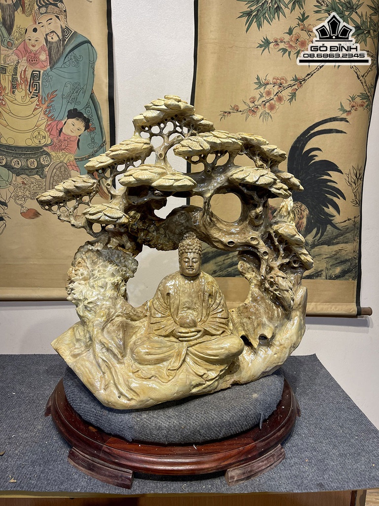 Tương Nhât Tâm Bái Phật Gỗ Nu Nghiến Cao 55 Ngang 55 Sâu 28 Cả Kỷ 68 (cm) 0