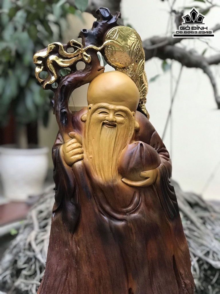 Tượng Ông Thọ Gỗ Bách Xanh Cao 71 Ngang 30 Sâu 15 (cm) 0