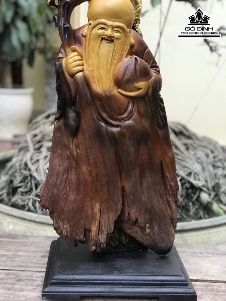 Tượng Ông Thọ Gỗ Bách Xanh Cao 71 Ngang 30 Sâu 15 (cm) 1