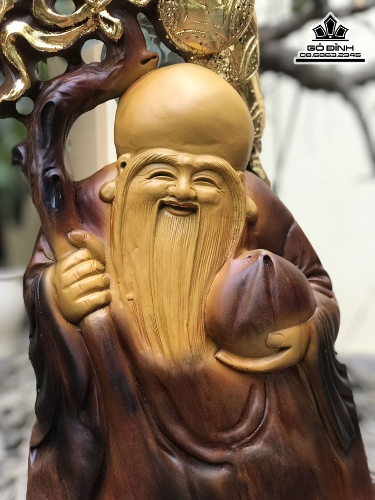 Tượng Ông Thọ Gỗ Bách Xanh Cao 71 Ngang 30 Sâu 15 (cm) 2