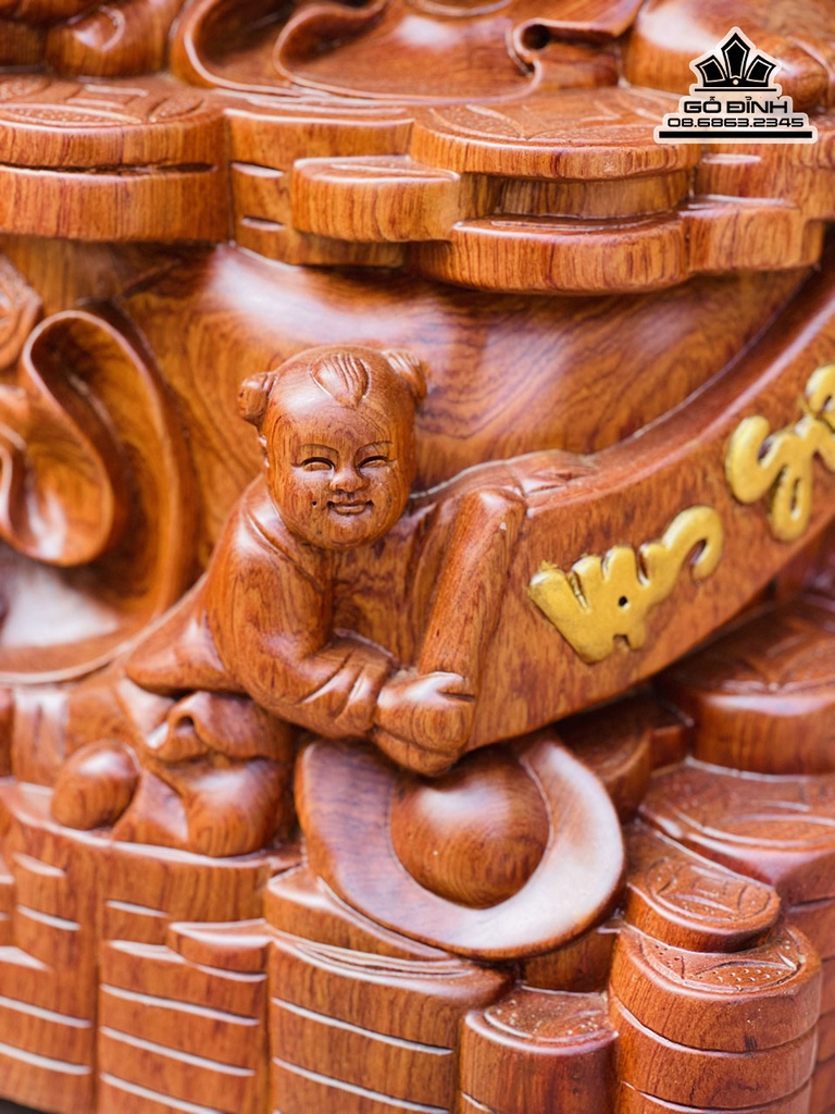 Tượng Phật Di Lặc Vác Cành Đào Gỗ Hương Đá Cao 90 Ngang 46 Sâu 44 (cm) 0