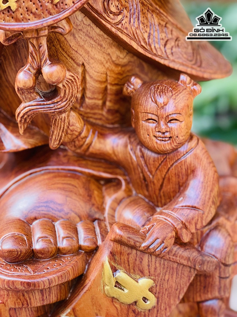 Tượng Phật Di Lặc Vác Cành Đào Gỗ Hương Đá Cao 90 Ngang 46 Sâu 44 (cm) 5