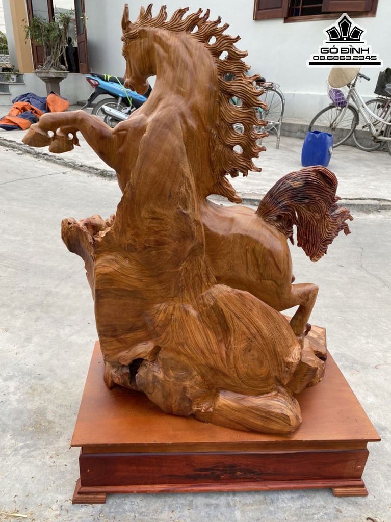 Tượng Ngựa Phong Thủy (Nhất Mã) Gỗ Hương Cao 115 Ngang 76 Sâu 37 (cm) 2