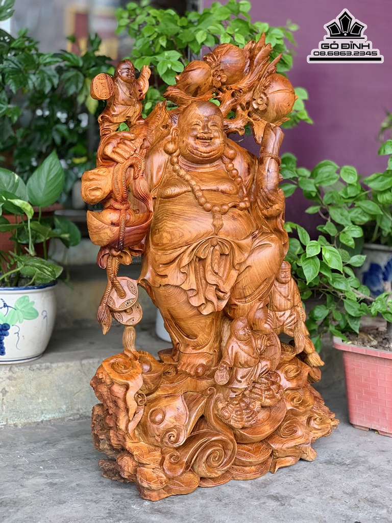 Tượng Phật Di Lặc Ngũ Phúc Gỗ Hương Việt Cao 88 Ngang 55 Sâu 25 (cm) 1