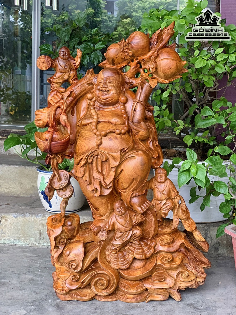 Tượng Phật Di Lặc Ngũ Phúc Gỗ Hương Việt Cao 88 Ngang 55 Sâu 25 (cm) 2