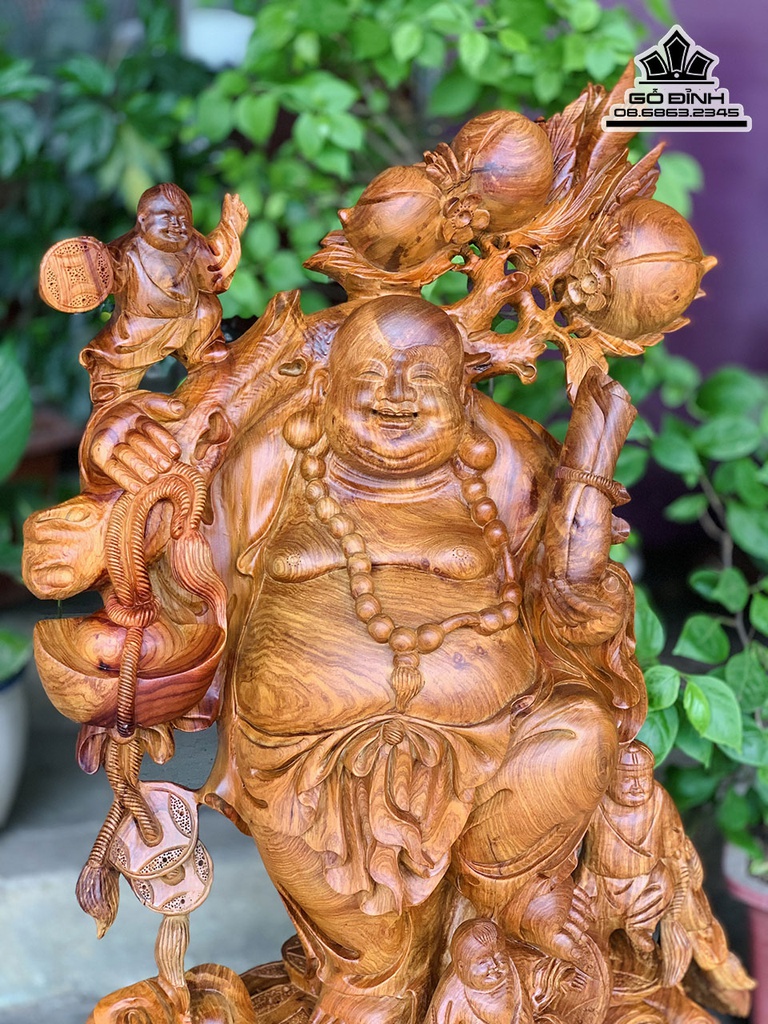 Tượng Phật Di Lặc Ngũ Phúc Gỗ Hương Việt Cao 88 Ngang 55 Sâu 25 (cm) 5
