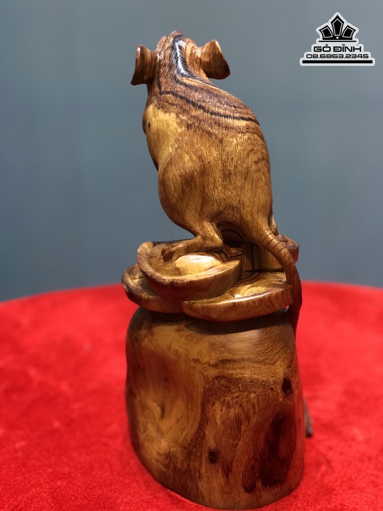 Tượng Chuột Gỗ Cẩm Việt Cao 28 Ngang 17 Sâu 14 (cm) 0