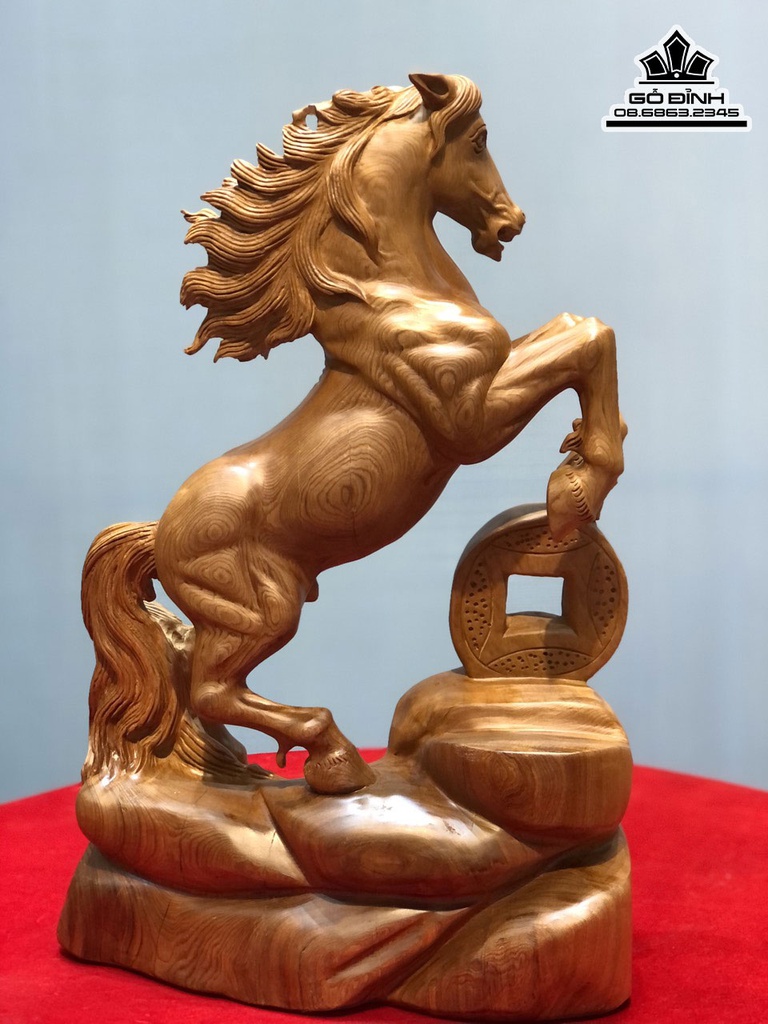 Tượng Ngựa Phong Thủy (Nhất Mã) Gỗ Ngọc Am Cao 46 Ngang 30 Sâu 14 (cm) 2