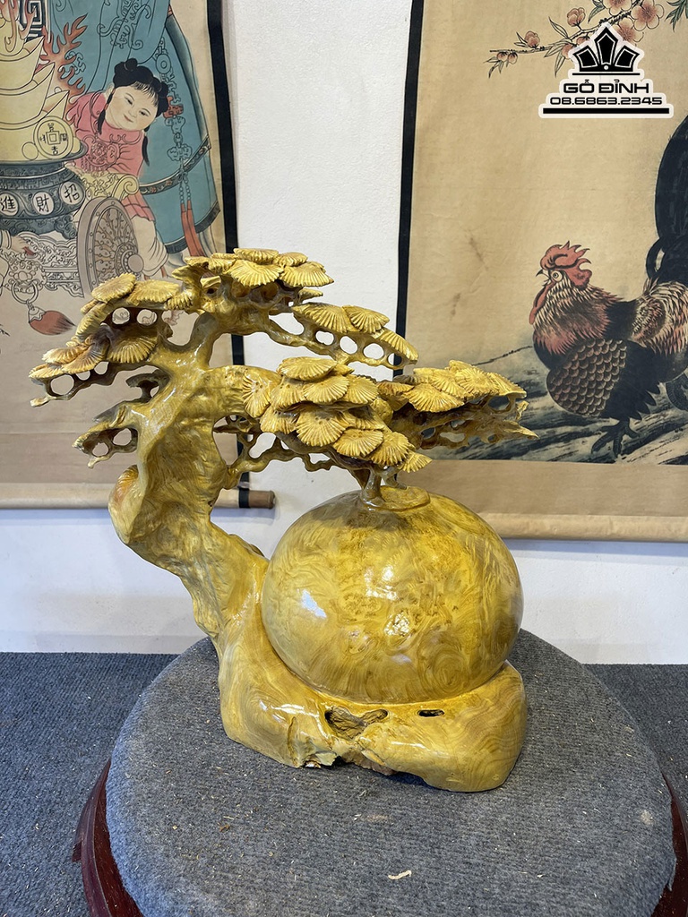 Bình Tùng Bon Sai Gỗ Nu Kháo Cao 43 Ngang 40 Sâu 25 (cm) 0