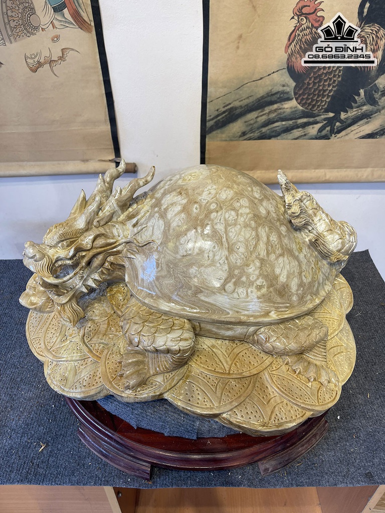 Tương Long Quy Gỗ Nu Nghiến Cao 25 Ngang 58 Sâu 51 (cm) 3