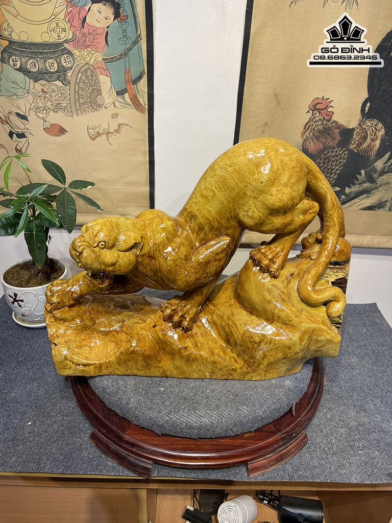 Tượng Báo Gỗ Nu Kháo Cao 40 Ngang 56 Sâu 12 (cm) 0