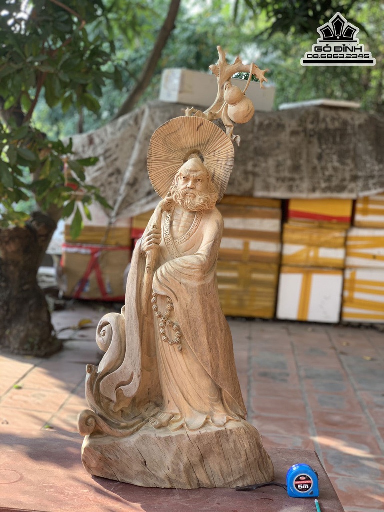 Tượng Đạt Ma Sư Tổ Giáo Hóa Gỗ Xá Xị (Gù Hương) Cao 97 Ngang 42 Sâu 25 (cm) 0