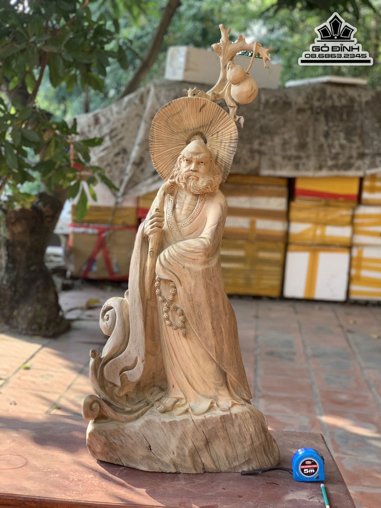 Tượng Đạt Ma Sư Tổ Giáo Hóa Gỗ Xá Xị (Gù Hương) Cao 97 Ngang 42 Sâu 25 (cm) 1