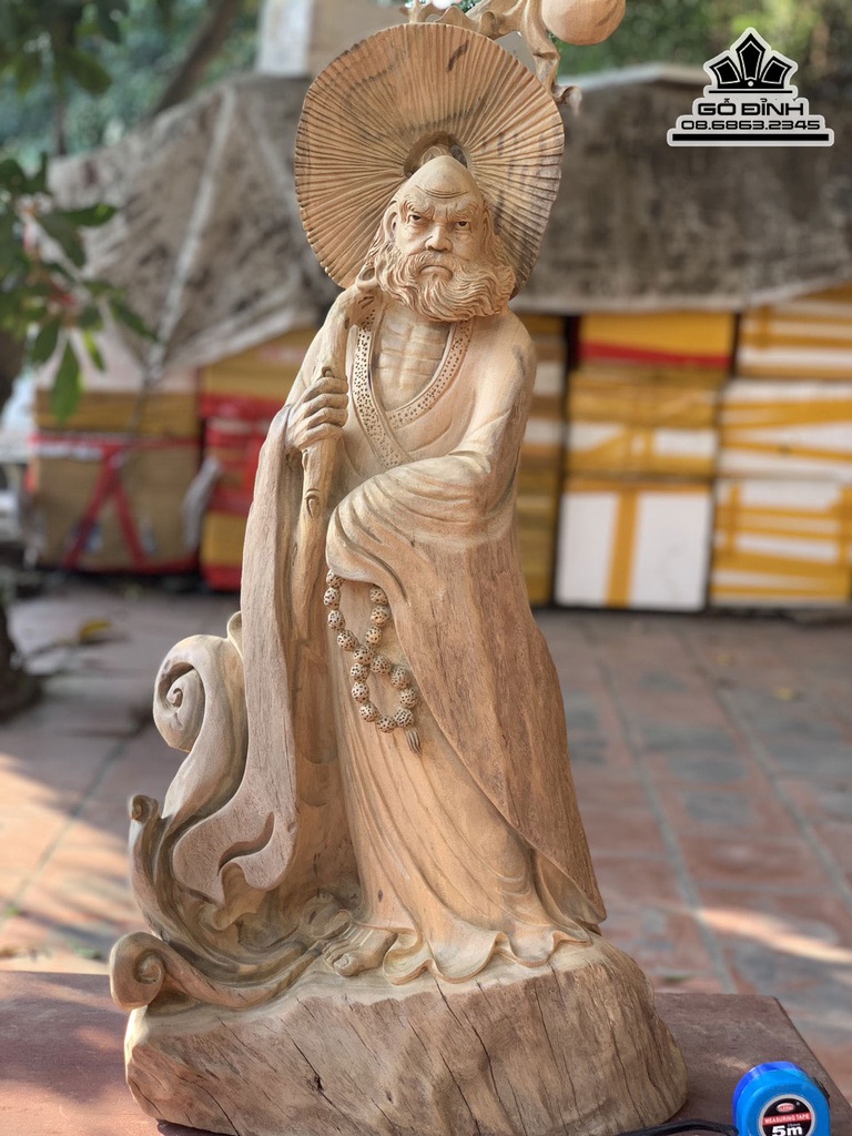 Tượng Đạt Ma Sư Tổ Giáo Hóa Gỗ Xá Xị (Gù Hương) Cao 97 Ngang 42 Sâu 25 (cm) 2