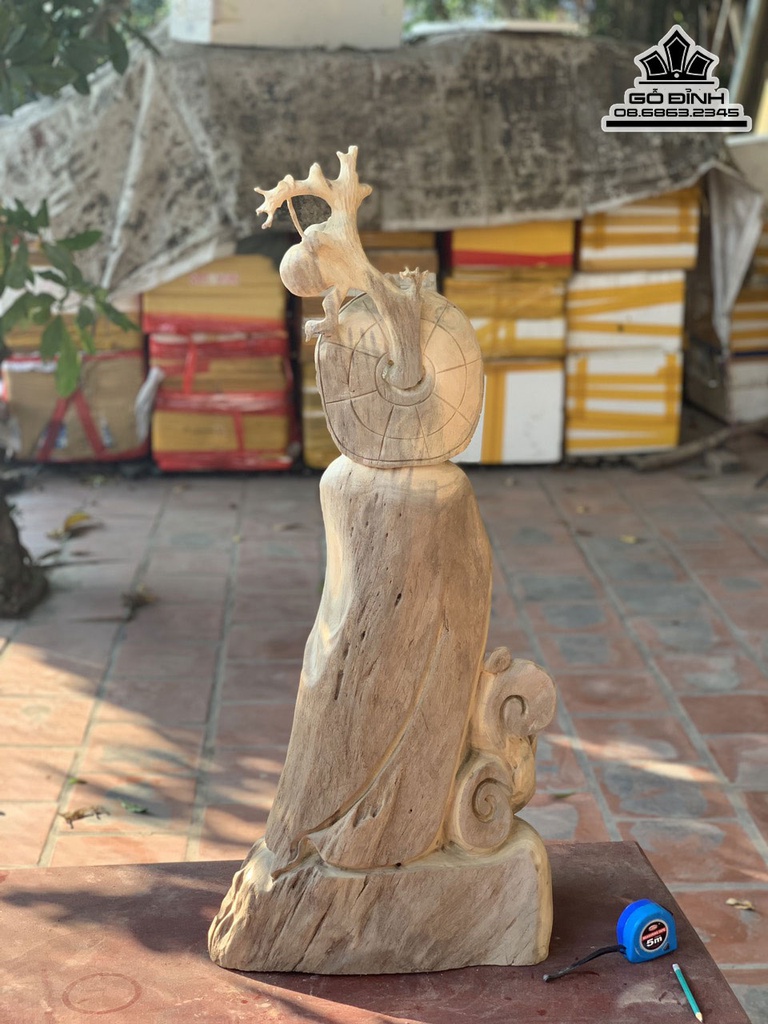 Tượng Đạt Ma Sư Tổ Giáo Hóa Gỗ Xá Xị (Gù Hương) Cao 97 Ngang 42 Sâu 25 (cm) 6