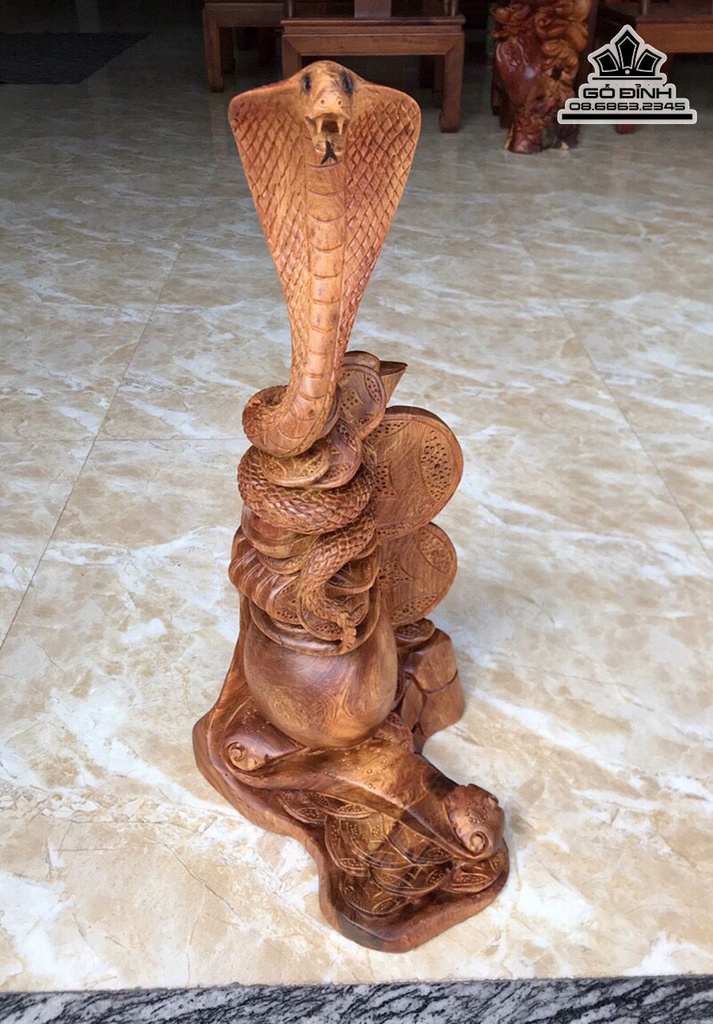 Tượng Rắn Gỗ Hương Cao 58 Ngang 26 Sâu 25 (cm) 0