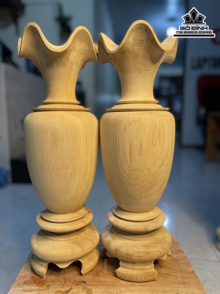Cặp Lục Bình Gỗ Ngọc Am Số 1 Cao 50 Đường Kính 20 (cm) 0