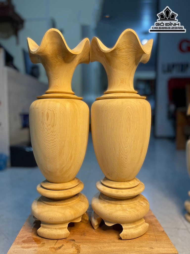 Cặp Lục Bình Gỗ Ngọc Am Số 1 Cao 50 Đường Kính 20 (cm) 1