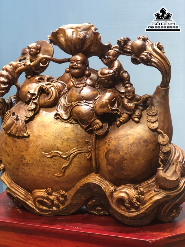 Tượng Phật Di Lặc Ngồi Hồ Lô Gỗ Ngọc Am Cao 77 Ngang 65 Sâu 32 (cm) 0