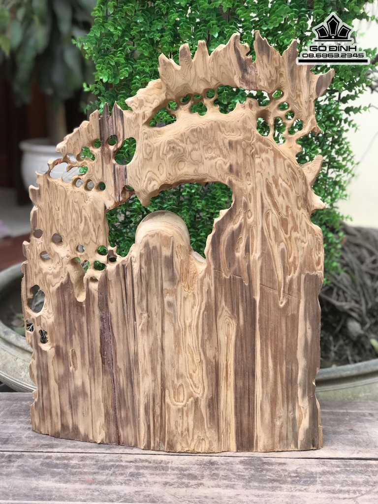 Tượng Phật Di Lặc Ngồi Gốc Đào Gỗ Ngọc Am Cao 58 Ngang 43 Sâu 16 (cm) 4