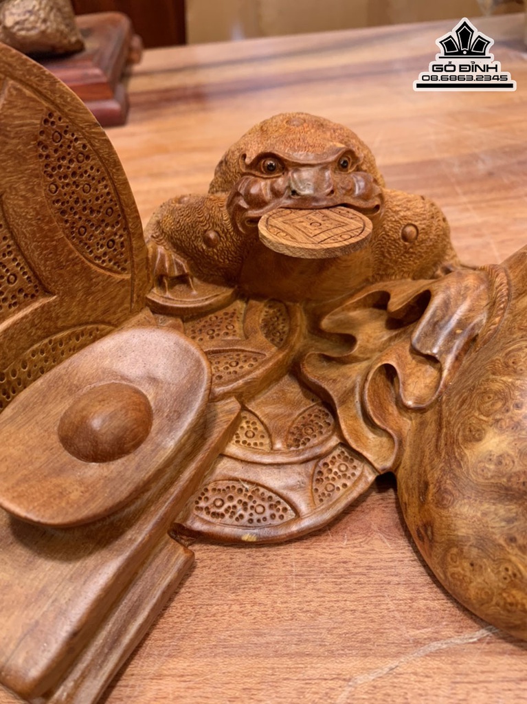 Tượng Cóc Thiềm Thừ Gỗ Nu Hương Cao 10 Ngang 20 Sâu 18 (cm) 0