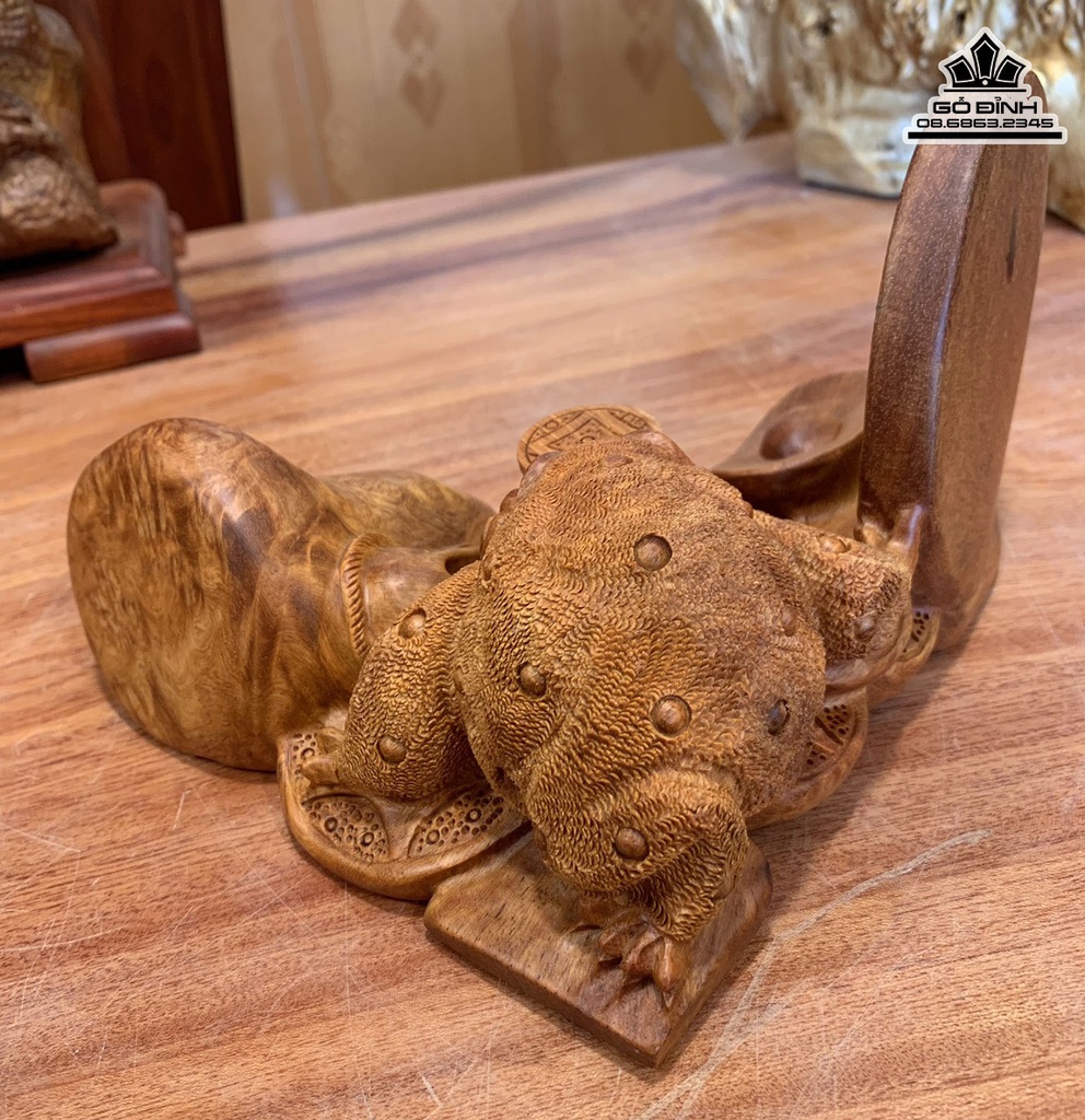 Tượng Cóc Thiềm Thừ Gỗ Nu Hương Cao 10 Ngang 20 Sâu 18 (cm) 1