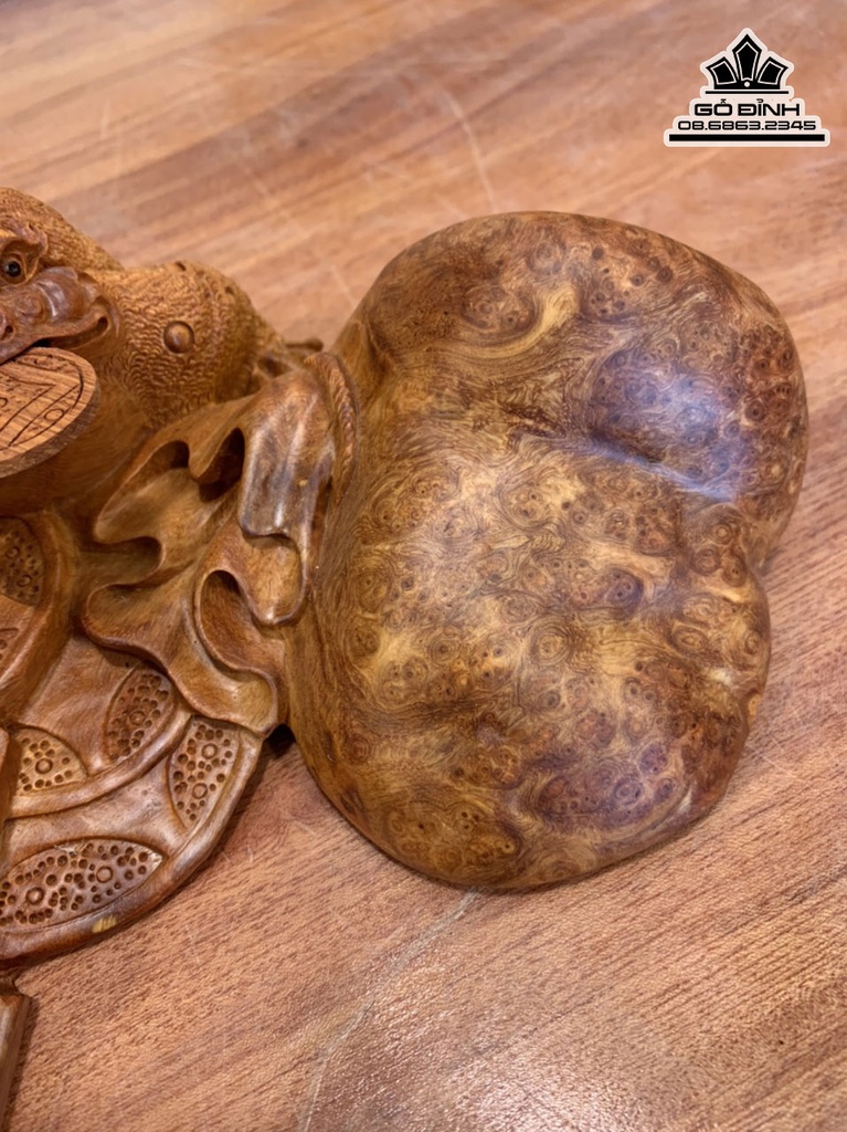 Tượng Cóc Thiềm Thừ Gỗ Nu Hương Cao 10 Ngang 20 Sâu 18 (cm) 3