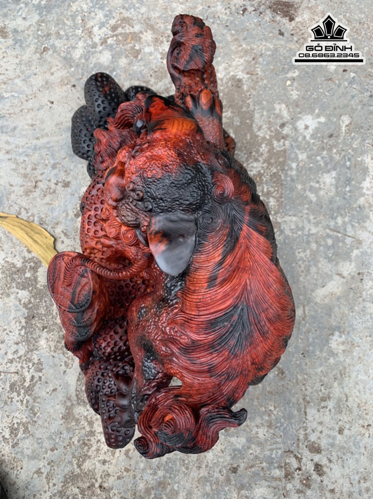 Tượng Lân Sư Gỗ Trắc Cao 20 Ngang 36 Sâu 30 (cm) 1