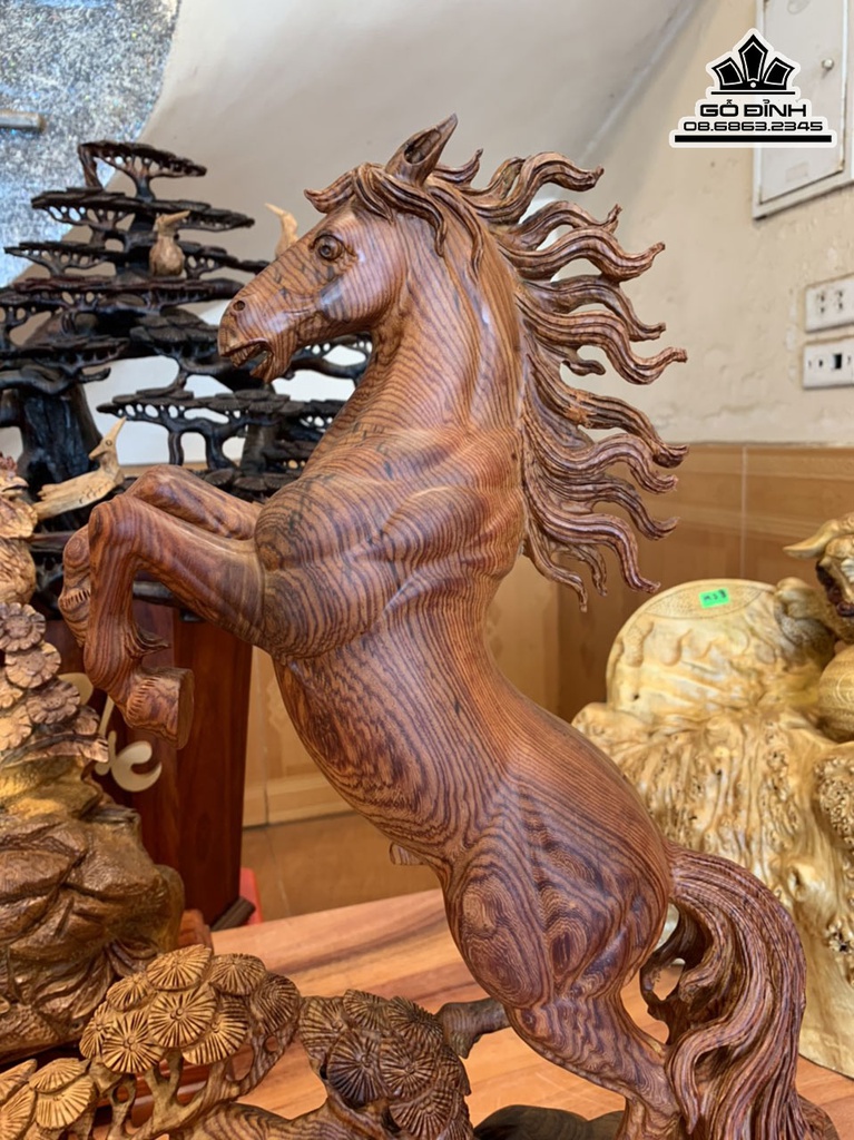 Tương Ngựa Phong Thủy (Nhất Mã) Gỗ Cẩm Cao 54 Ngang 40 Sâu 12 (cm) 0