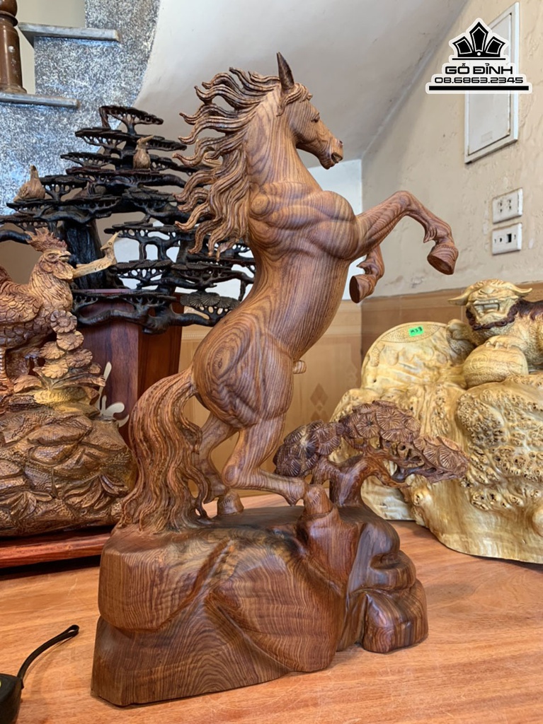Tương Ngựa Phong Thủy (Nhất Mã) Gỗ Cẩm Cao 54 Ngang 40 Sâu 12 (cm) 3