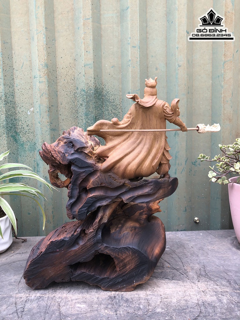 Tượng Quan Công Gỗ Bách Xanh Cao 31 Ngang 23 Sâu 16 (cm) 0