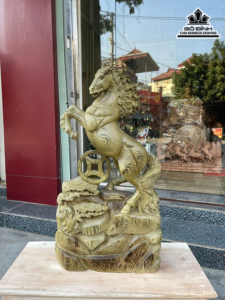Tương Ngựa Phong Thủy (Nhất Mã) Gỗ Mun Hoa Cao 60 Ngang 32 Sâu 10 (cm) 0