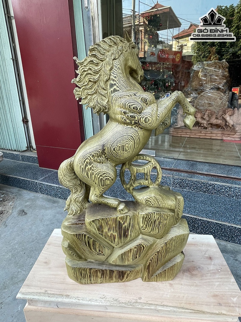 Tương Ngựa Phong Thủy (Nhất Mã) Gỗ Mun Hoa Cao 60 Ngang 32 Sâu 10 (cm) 3