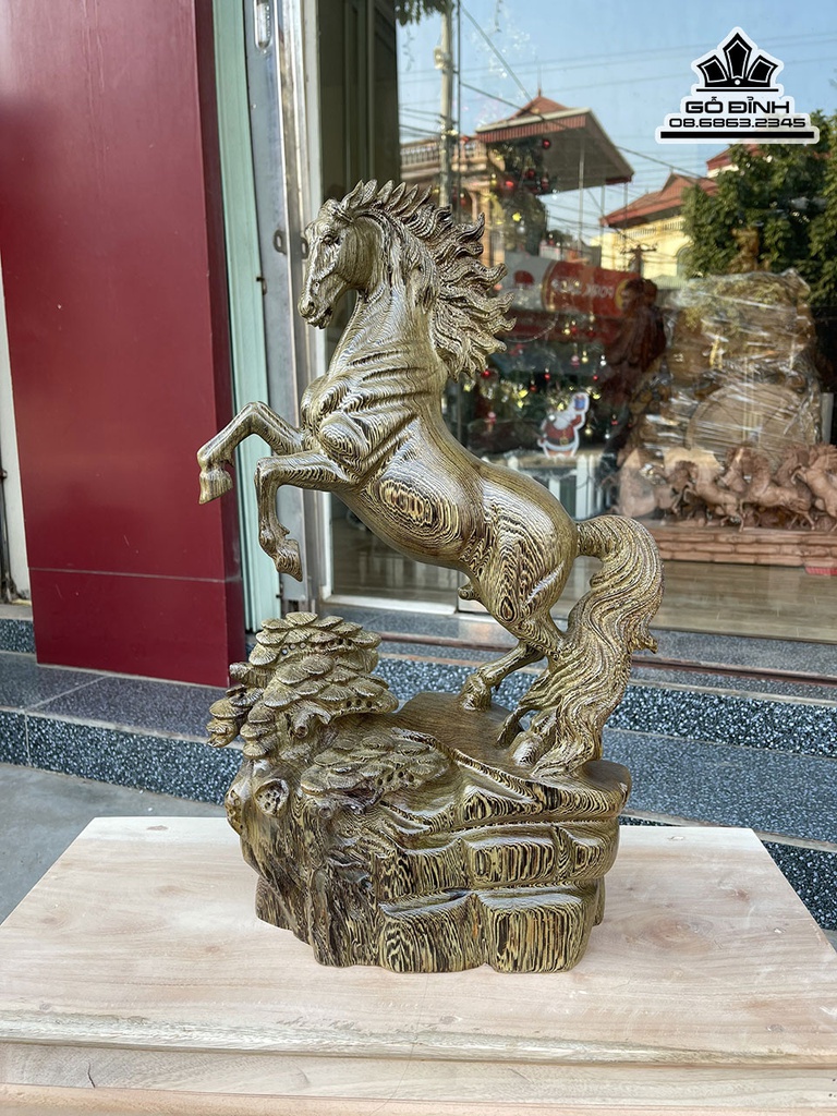 Tương Ngựa Phong Thủy (Nhất Mã) Gỗ Mun Hoa Cao 60 Ngang 32 Sâu 10 (cm) 4